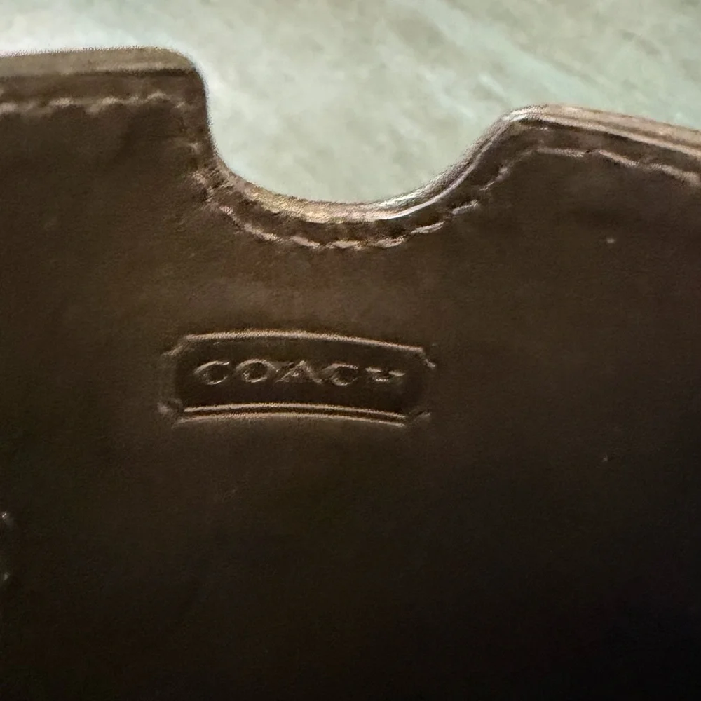 Vintage COACH leather card holder wallet black with logo inside and out.